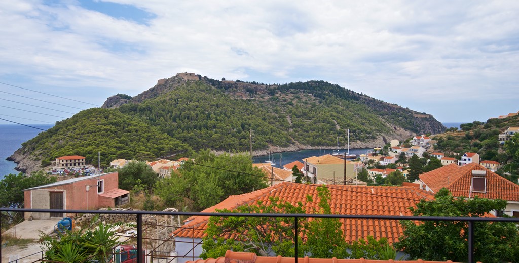 Rooftop views from the verana at Villa Vivere, Assos, Kefalonia