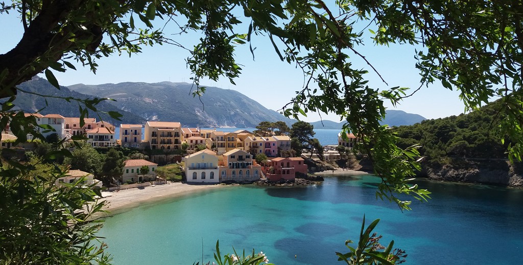 Sheltered view of the villas in Assos, Kefalonia